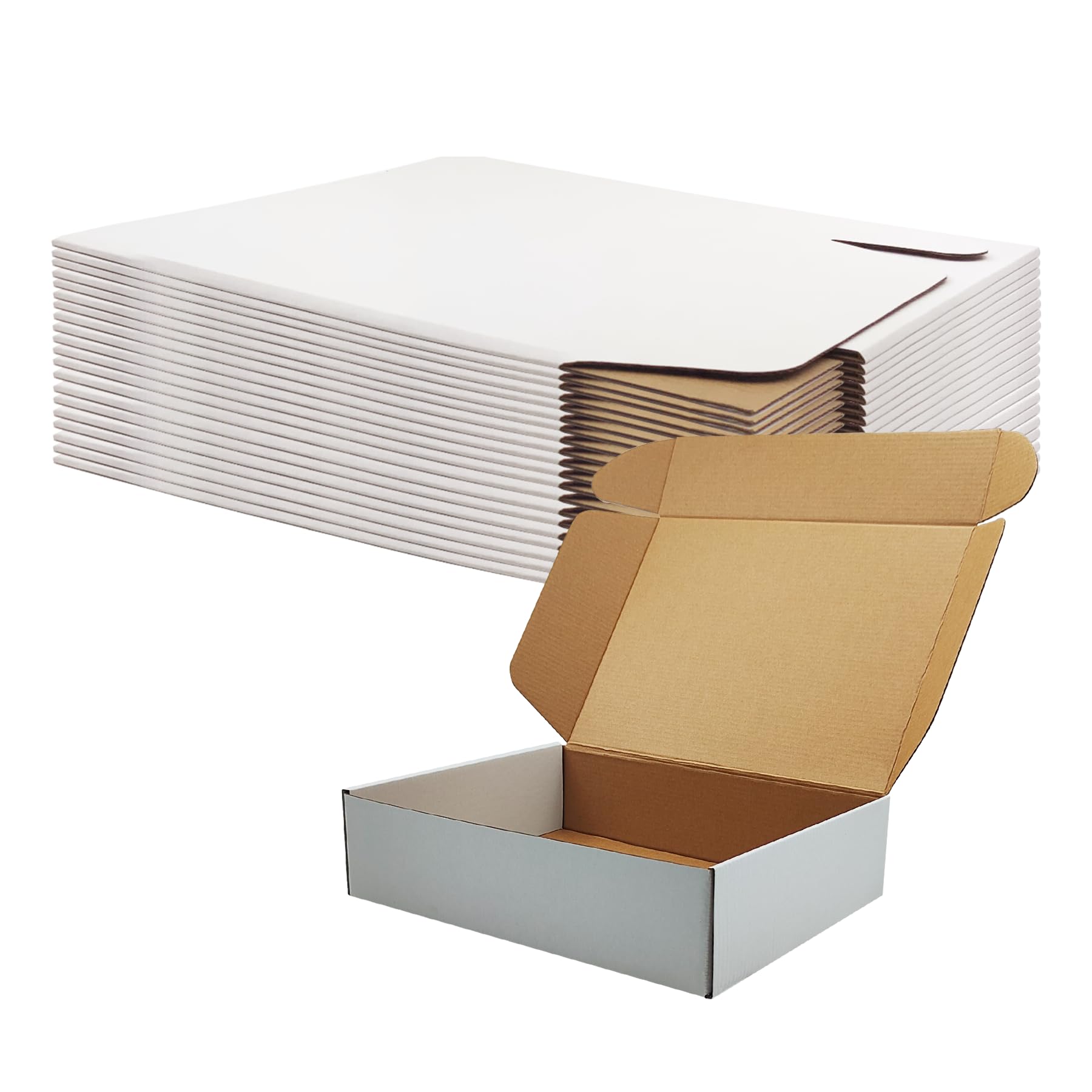 12x9x3 inch Shipping Boxes, White Corrugated Cardboard Box Literature Mailing Shipping Packaging Recyclable Storage Boxes and Craft Gifts Giving