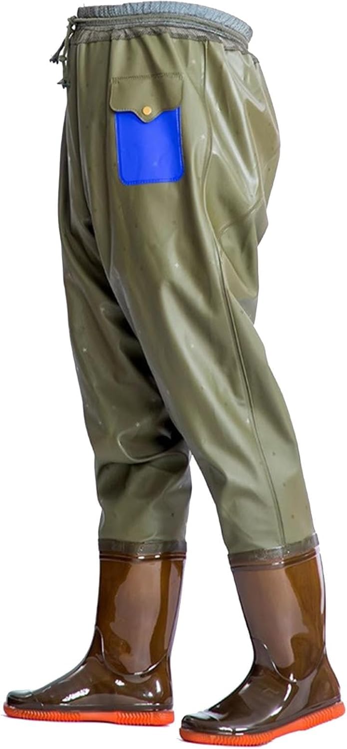 KomNWF LXXW Fishing Chest Waders Fishing Frog Shoes with Boots, PVC Waterproof Men's/Women's Frog Shoes with Pockets and Thick Non-slip Oxford Sole hunting waders(5)