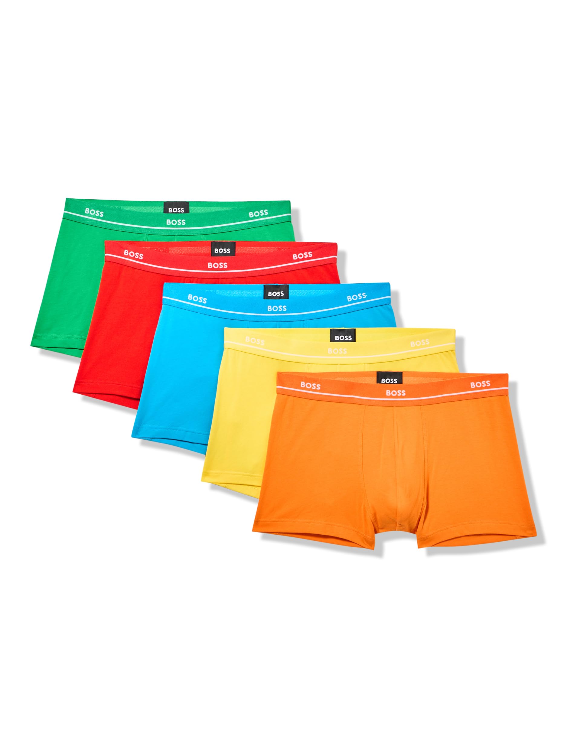 BOSS Men's 5 Pack Bold Logo Trunks, Rainbow colours, XL