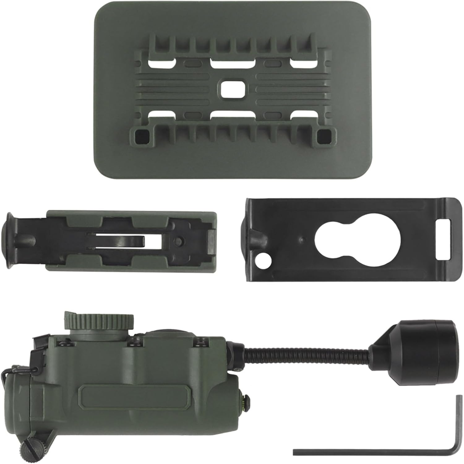 5 in 1 Tactical Helmet Light with IR Red/Green/Blue/White LED Task Lamp, Include ARC Guide Rails Webbing Clips, for MOLLE Belt System(Green)