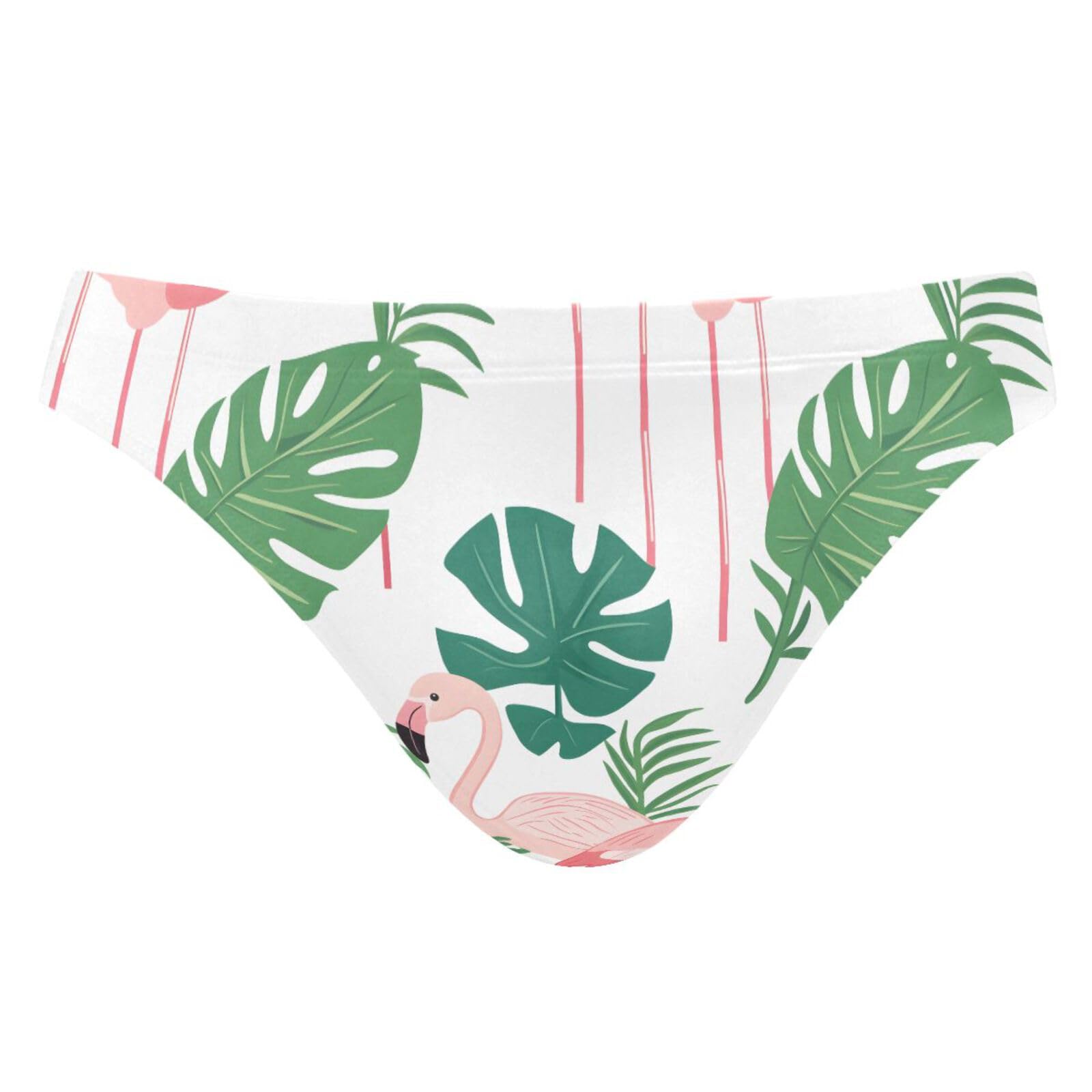 Men's Flamingo Monstera Leaves Swim Briefs Bikini Swimsuit S 202b8079