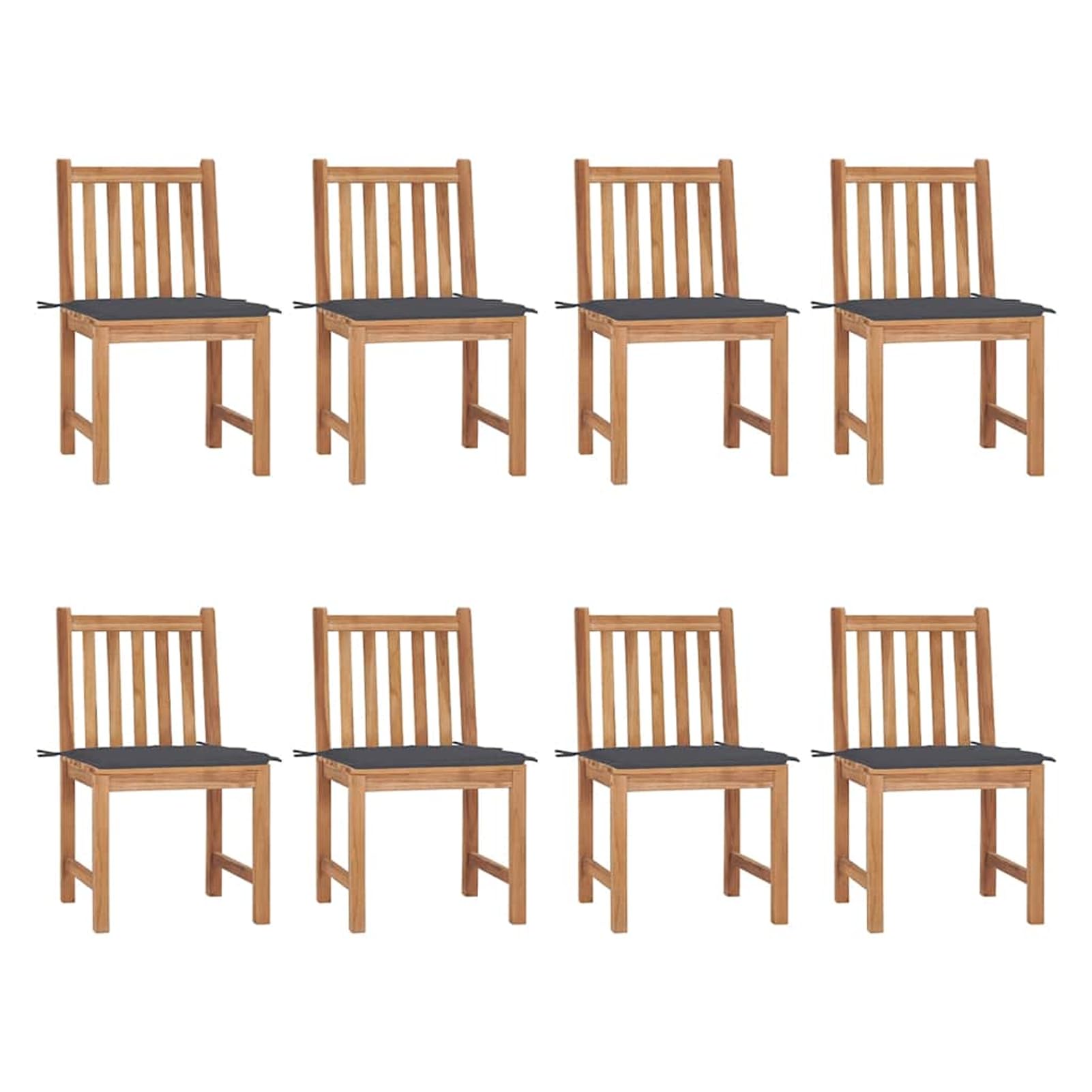 Krzesła ogrodowe, 8 sztuk, drobno szlifowane drewno tekowe z lakierem wodnym, antracyt, 50 x 53 x 90 cm, do użytku wewnątrz i na zewnątrz