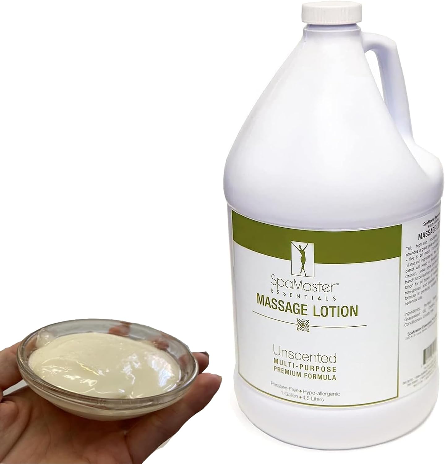 Master Massage Organic, Unscented, Vitamin-Rich & Water-Soluble Massage Lotion - 1 Gallon, Clear