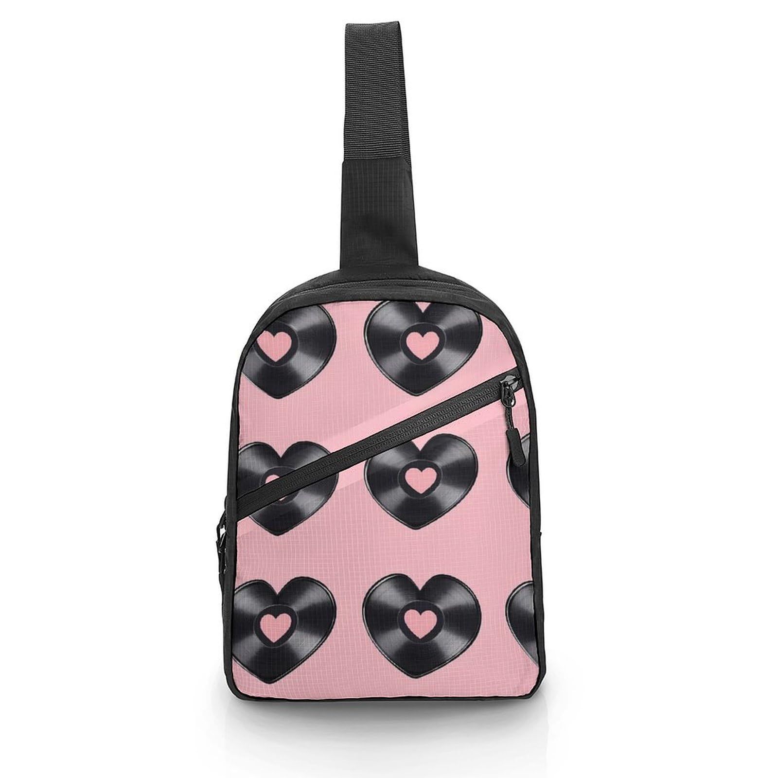 Love Vinyl Record Chest Bag Foldable Crossbody Unisex Pack Travel Hiking Adjustable Shoulder Straps Sling Bags