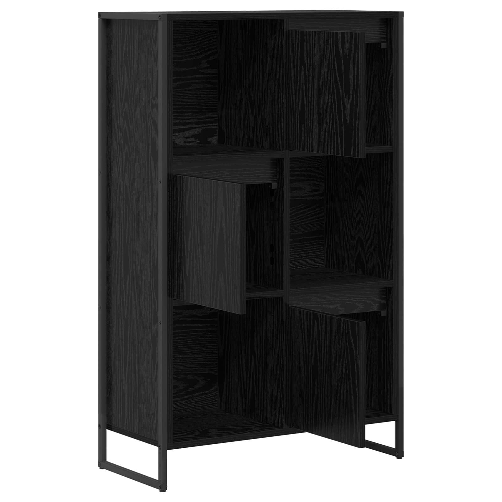 Libreria 68 x 30 x 108,5 cm, in legno con 3 ante e robusto telaio in acciaio, per soggiorno, ufficio, camera da letto, corridoio, biblioteca, divisorio, salvaspazio, durevole, design moderno