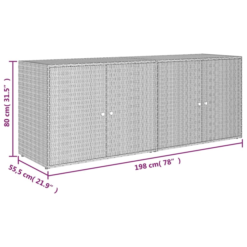 vidaXL Mobile Portaoggetti da Giardino Grigio 198x55,5x80cm Polyrattan