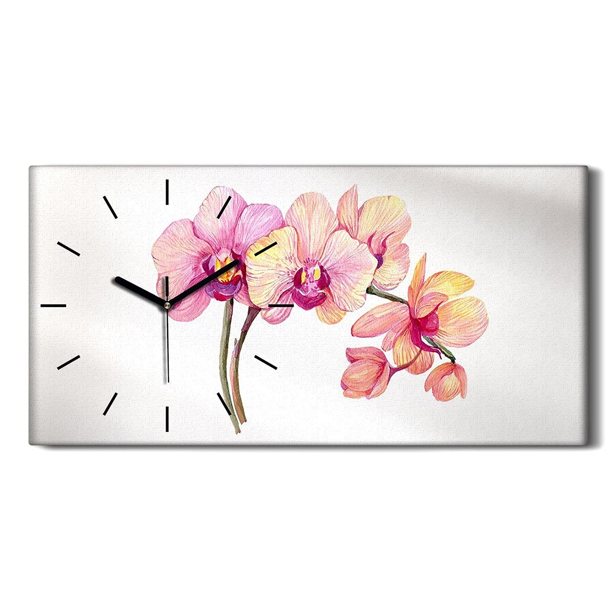 Horloge sur toile Coloray design art moderne branche de fleurs 60x30cm
