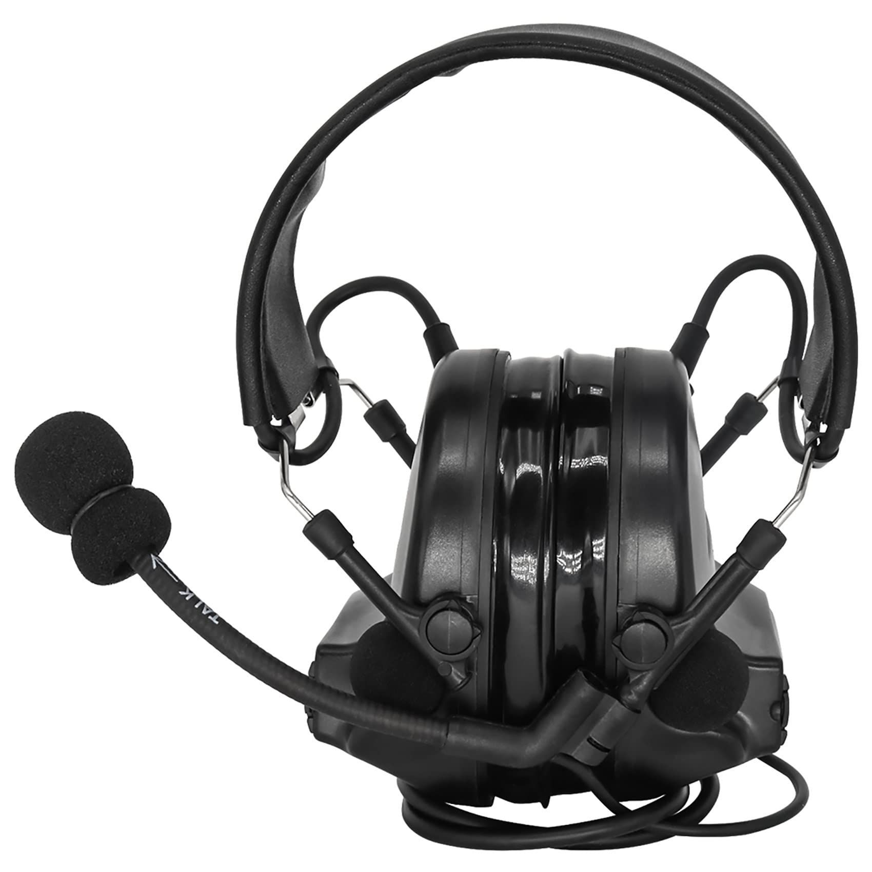 Tactical Headset with Gel Ear Pads Sound Pickup Hearing Defender with PTT 2 PIN for Airsoft Sports