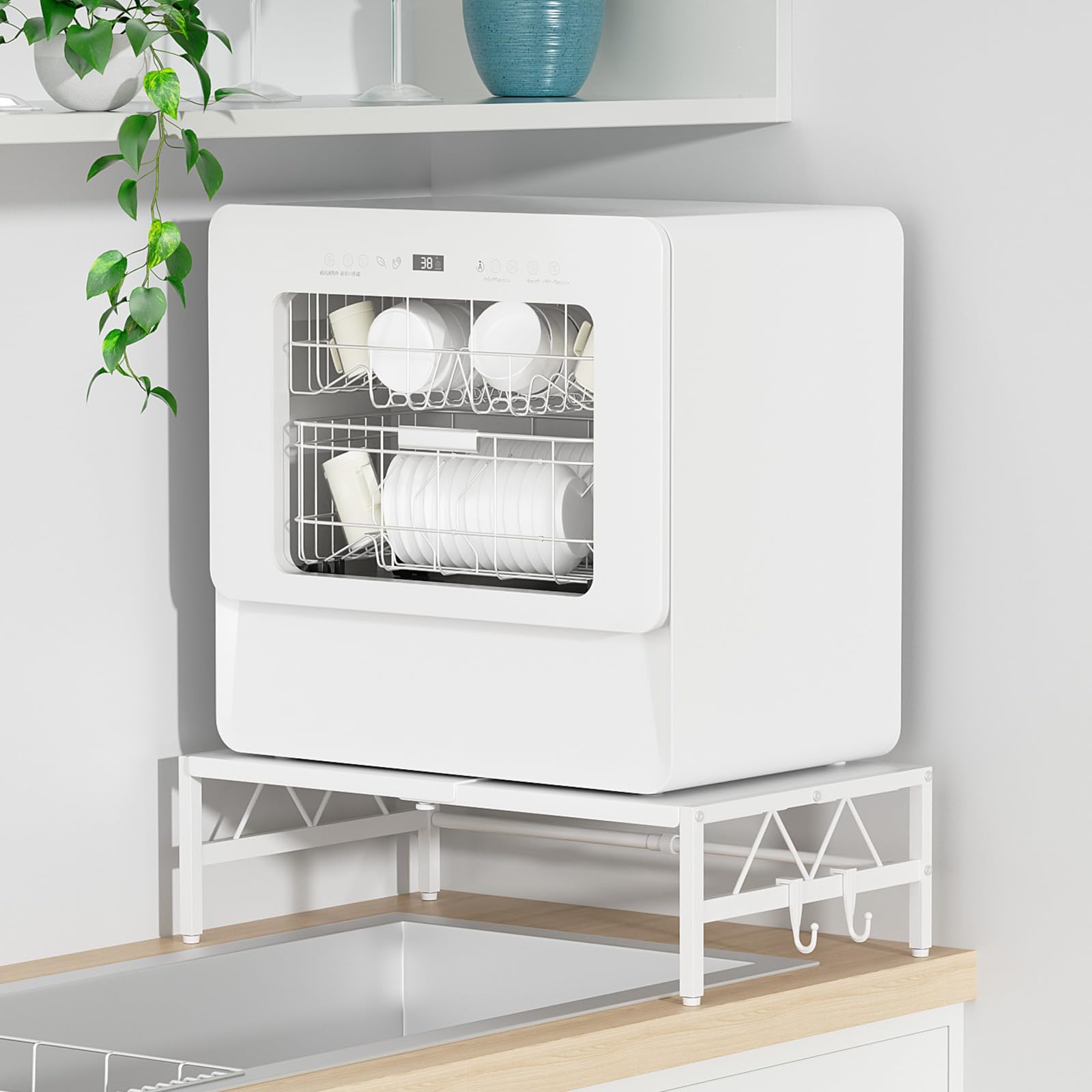 Amazon.co.jp: TKUIN 食洗機台 W35～57×D36×H17cm 伸縮食洗器ラック