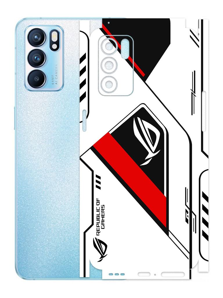 AtOdds - Oppo Reno 6 Mobile Back Skin Rear Screen Guard Protector Film Wrap (Coverage - Back+Camera+Sides) (Rog Red) (B0BR18XZG3) Amazon Price History, Amazon Price Tracker