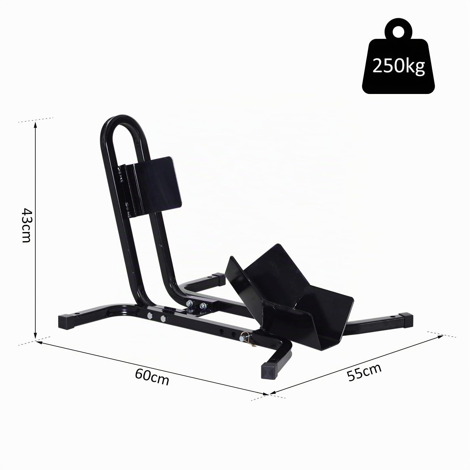 HOMCOM Cavalletto Moto Regolabile su 3 Livelli 250kg Max 60x55x43 cm Nero | Cavalletto Alzamoto, in Metallo con Fori
