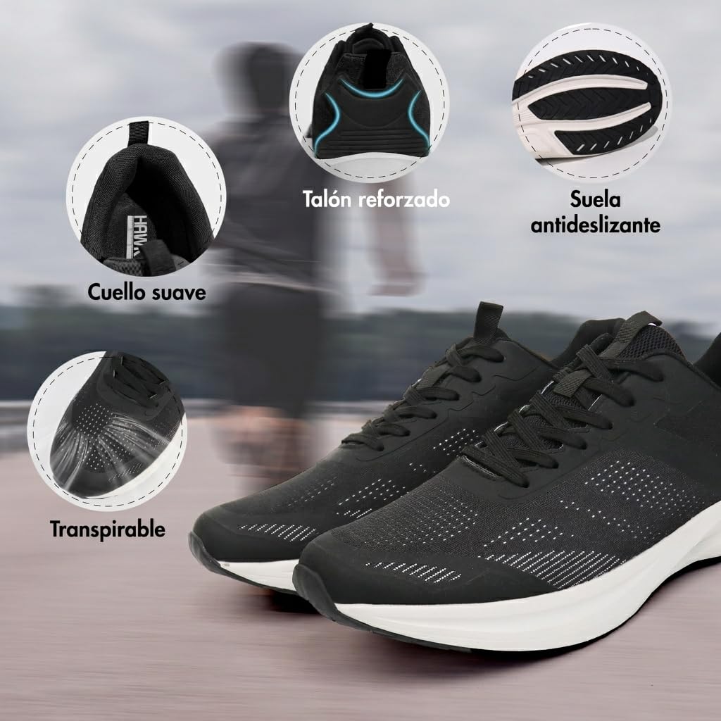Hawkwell Zapatillas de Running para Hombre, Antideslizantes, para Entrenar y Caminar, Tallas UE 47, 48, 49, 50, 51, 52 y 53