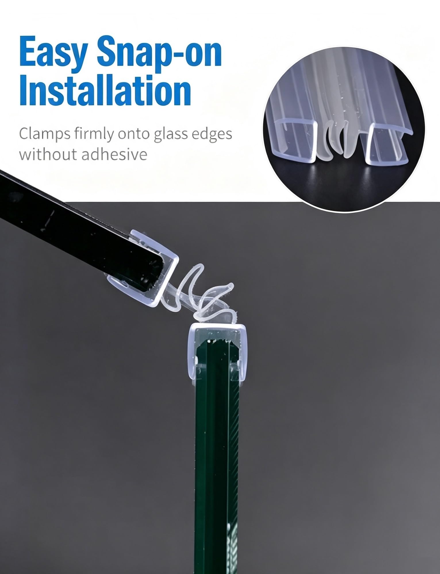 Junta ducha acordeón – 2M, vidrio 0,31 a 0,47 pulgadas, brida max 5cm, PVC | Tira de PVC que bloquea el agua estilo acordeón, fácil de instalar y se puede cortar a medida(Black,0.39in/1cm)