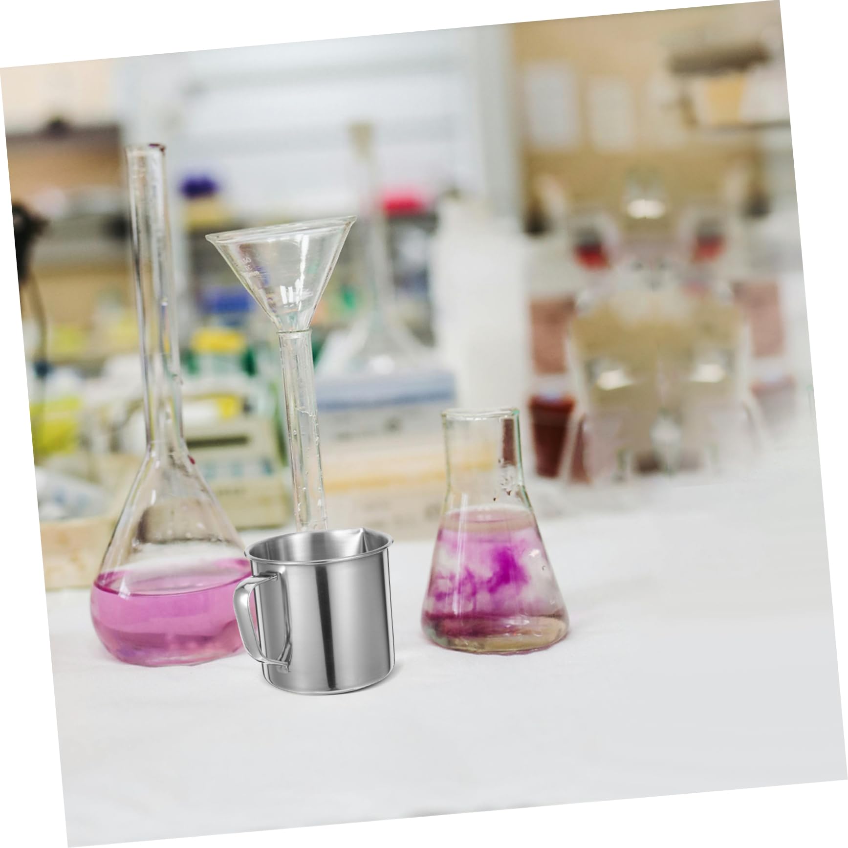 Zerodeko Vaso Mezclador Científico De 3 Piezas 500 Ml De Acero Inoxidable Con Escala Y Asa Para Medición De Productos Químicos.