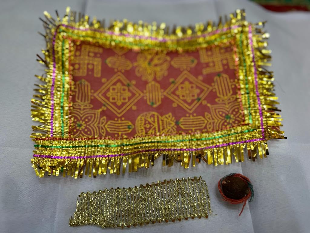 Akbari Traders Basic Tulsi Vivah Set/Chundri-Modiya-Mindhal Set/Basic Small Set for Home/Office Puja on Tulsi Vivaah