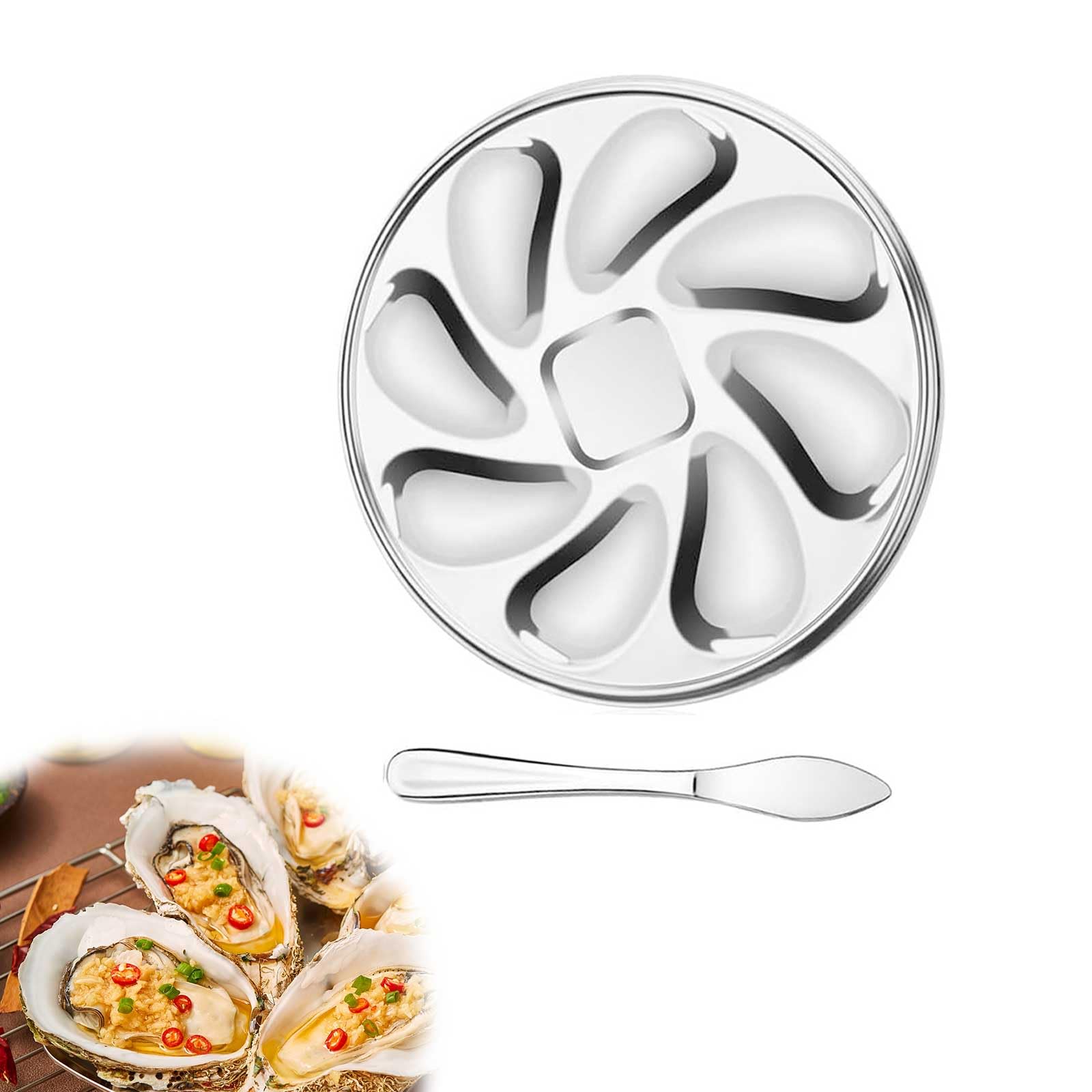 BEBEMOKO 6pièces Assiettes à Huîtres Acier Inoxydable