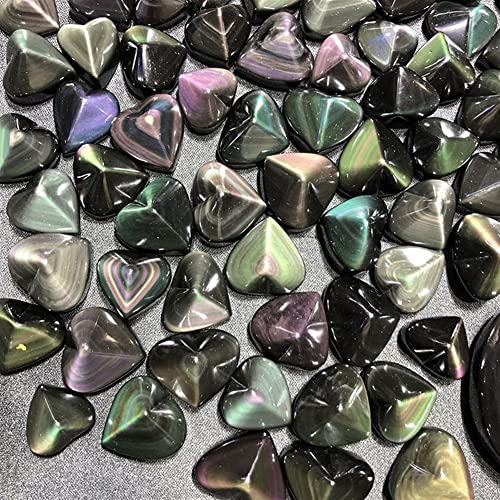 Pendentif obsidienne arc-en-ciel cœur en pierre de cristal naturel - 5