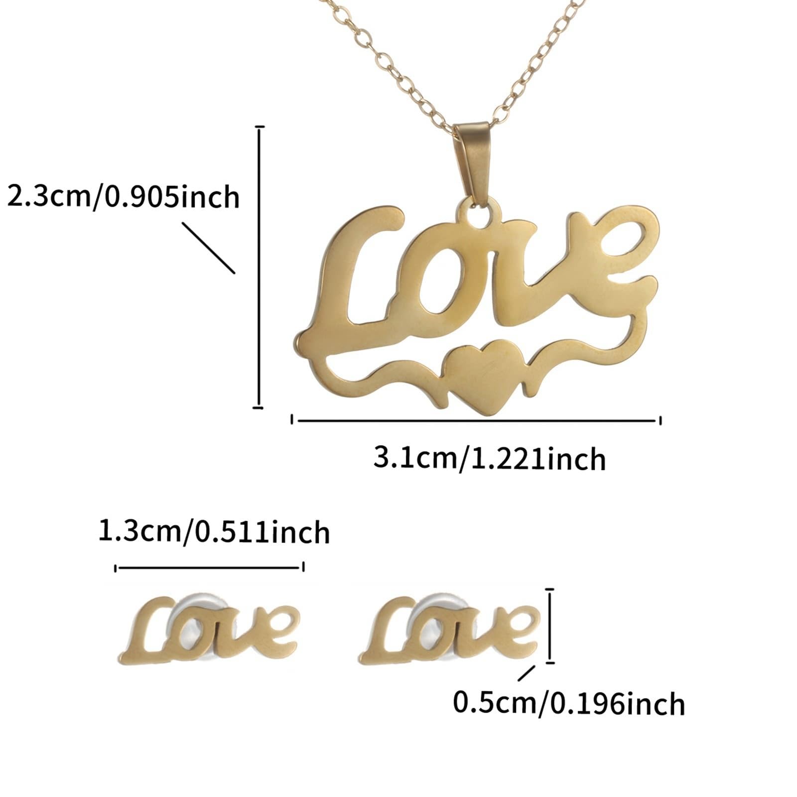 9K/14K/18K Gold Schmuck Set Echt Herz " LOVE U Mama" Halskette Ohrringe 50cm