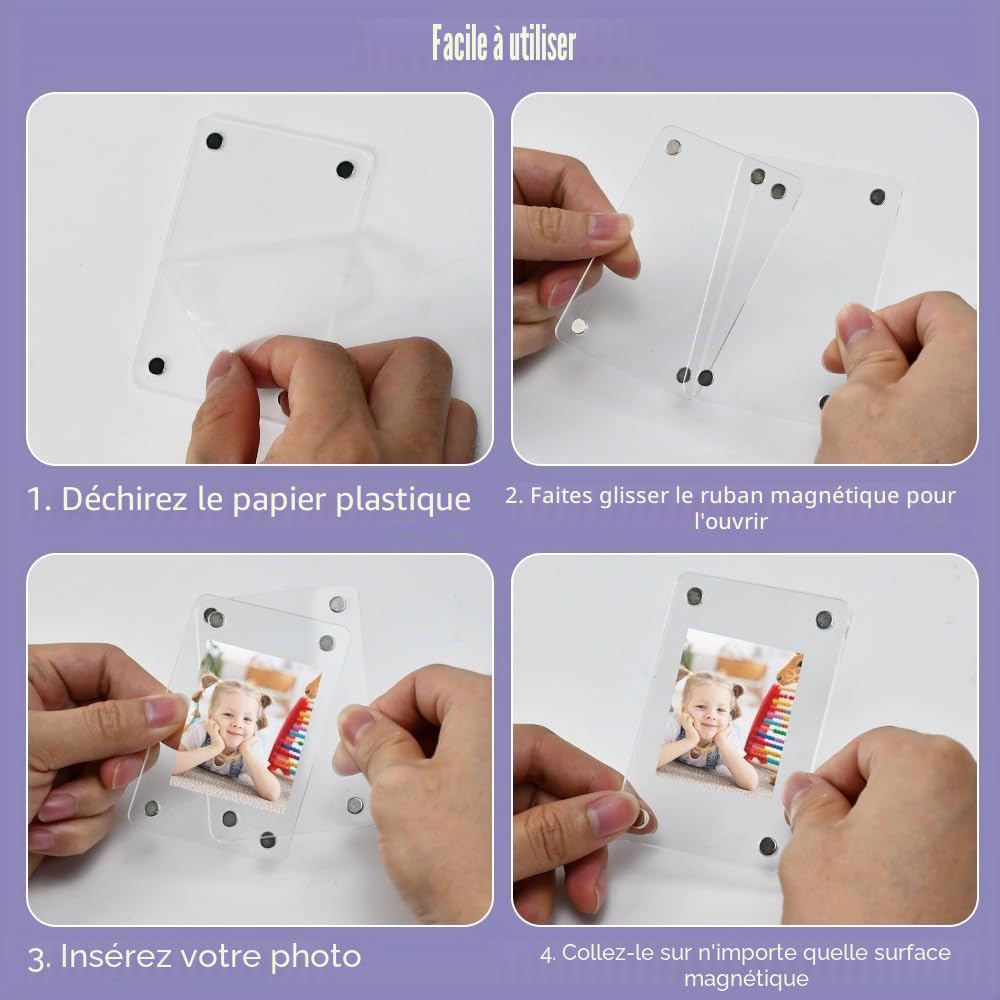 30 Pièces/15 Paires Cadre Photo en Acrylique Transparent, 9 x 6 cm Cadre Photo Magnetique Double Face Cadres Photo Sans Cadres Affichage Transparent Bloc d'affichage Magnet Frigo Photo