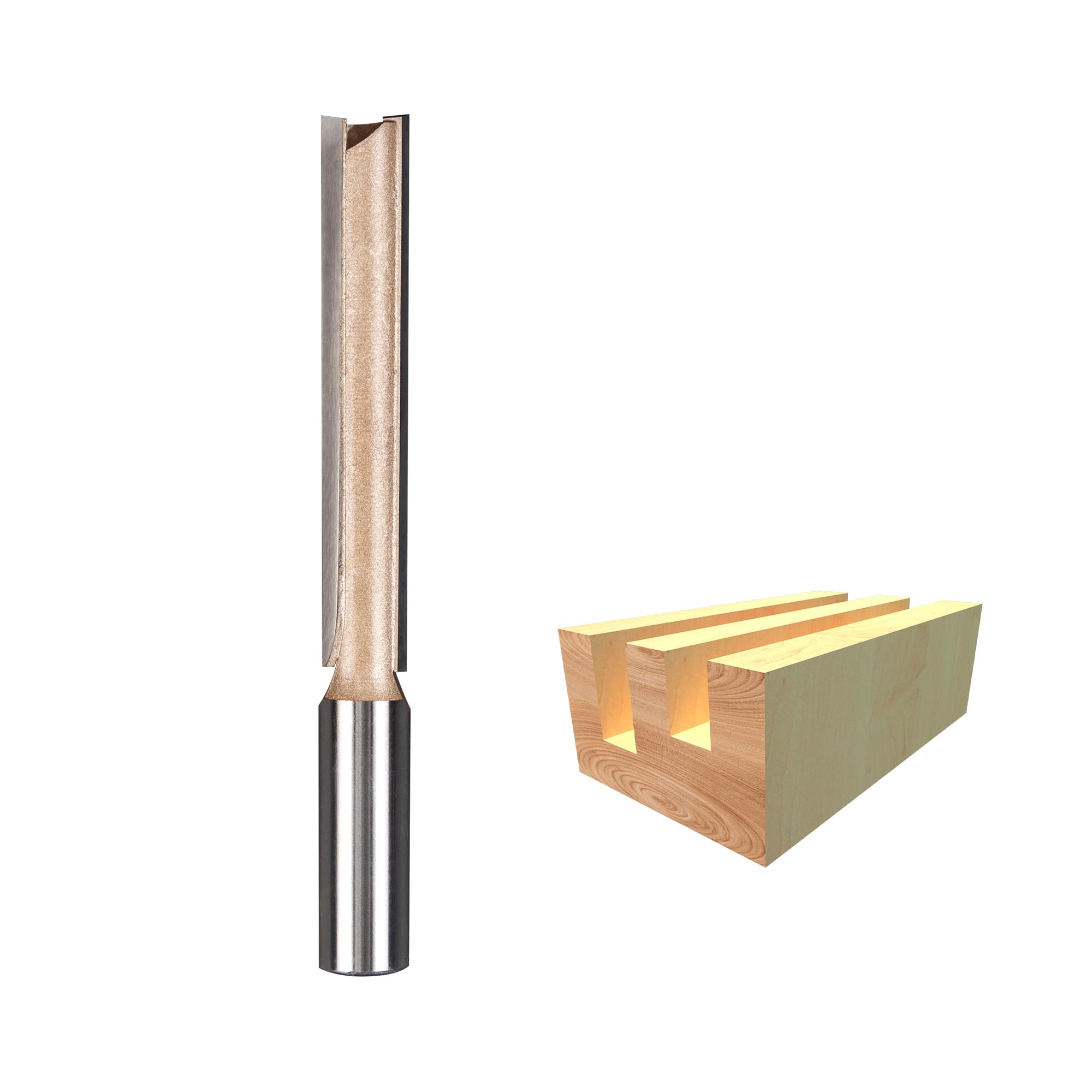 HUHAO 1Pc Extra Long Straight Router Bit 1/2 Shank,Carbide Tipped Double Flute Straight Bit Dado Straight Cut Router Bit for Woodworking, 3" Cutting