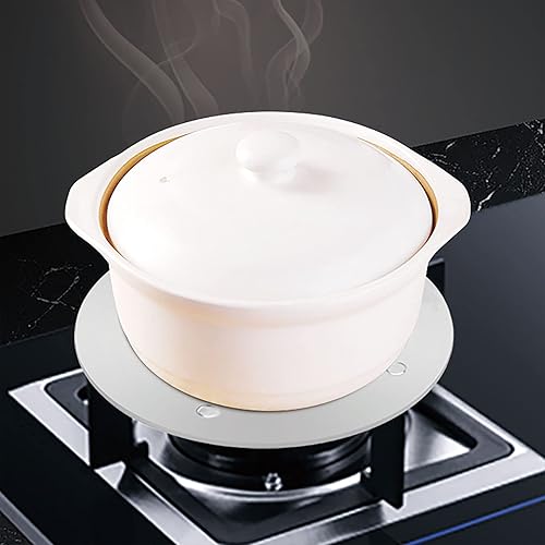 Miniatura 7 de Placa de conducción de calor para estufa de gas, difusor de calor de acero inoxidable, placa adaptadora de inducción con mango extraíble, utensilios