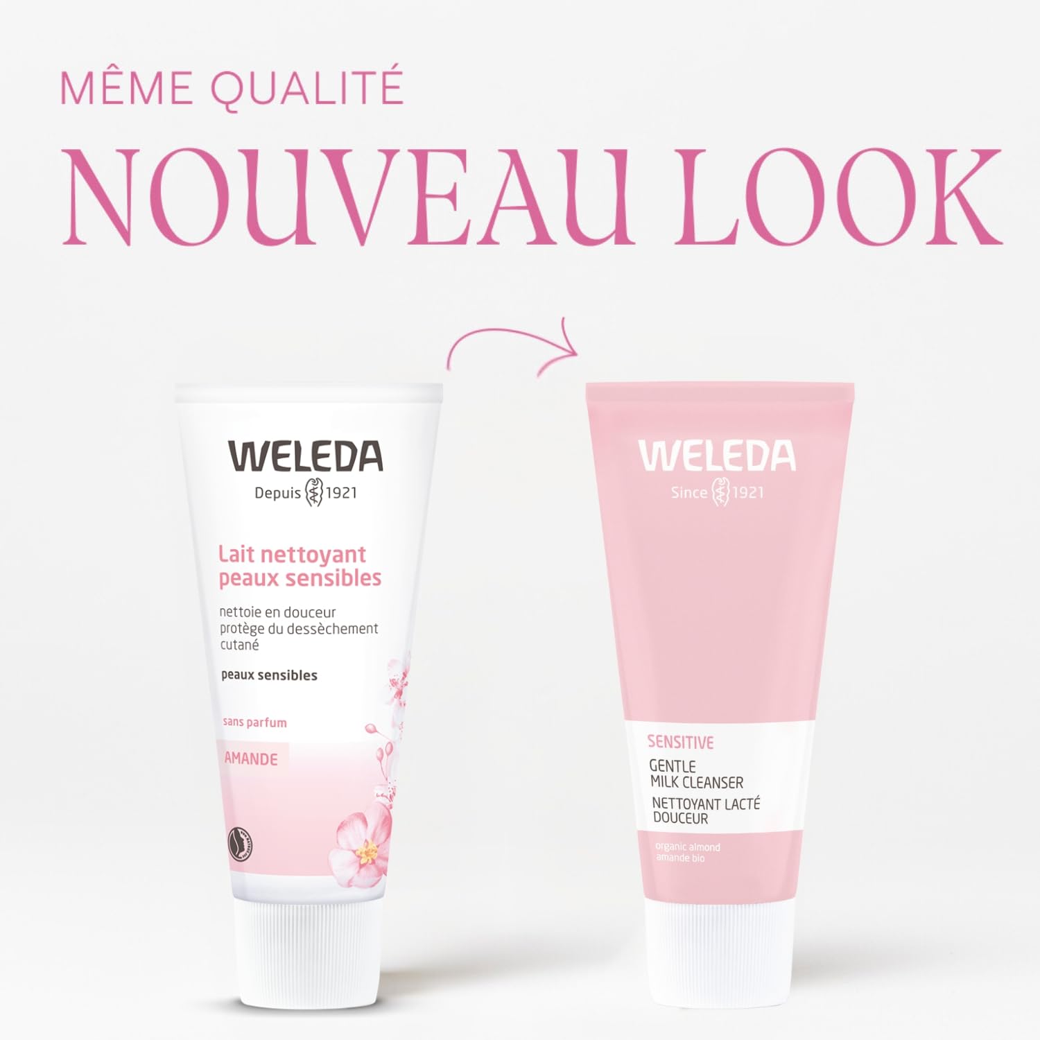WELEDA - Lait nettoyant Confort Amande - Peaux sensibles, peaux réactives et peaux à tendance atopique - Texture douce et onctueuse - NATRUE - 75 ml