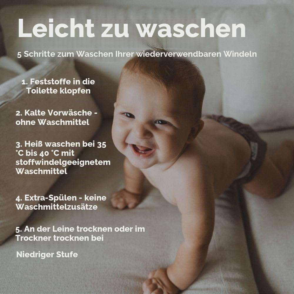 Nora's Nursery Morning Dew Stoffwindeln, 7 Stück, mit 7 Einsätzen und 1 Nassbeutel, wasserdichter Bezug, waschbar, wiederverwendbar und Einheitsgröße, verstellbare Taschenwindeln für Neugeborene und