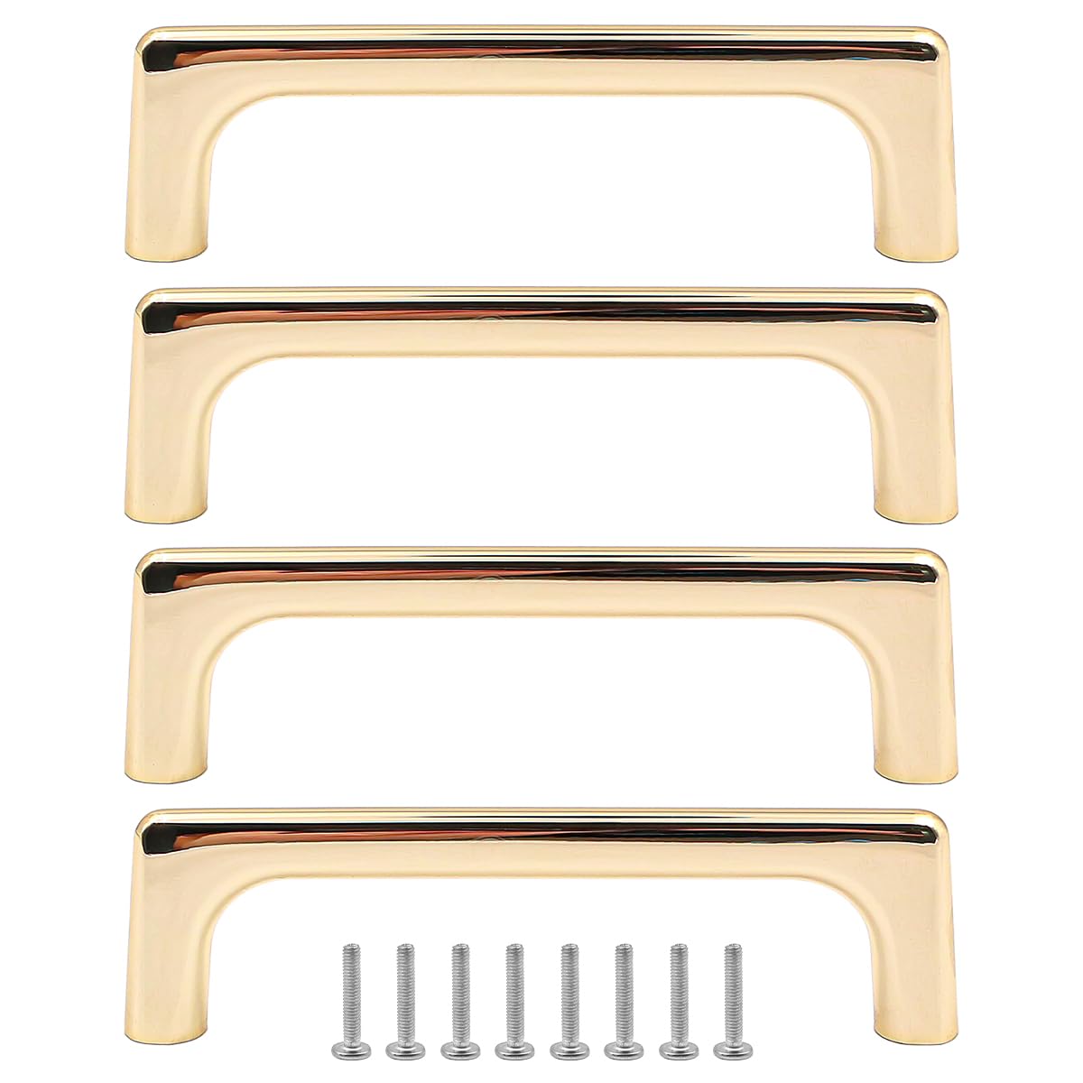 ZONADAH Set of 4 Gold Plated Narrow Cabinet Handles, Hole Spacing 96mm, Total 106mm, White Cabinet Handles
