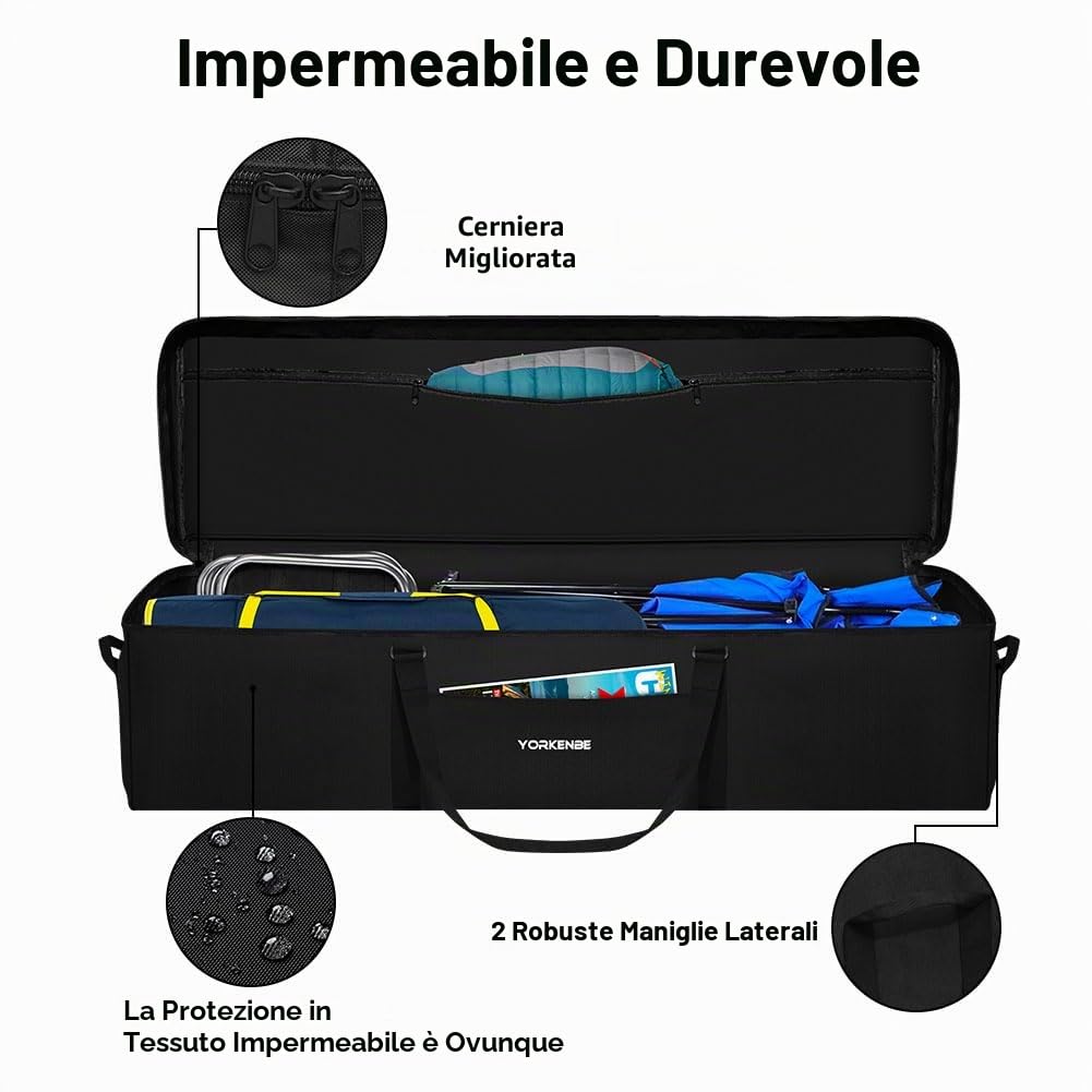 Borsone extra large da 190 l, resistente all'acqua, con cerniera di aggiornamento, per riporre la tenda con imboccatura grande e manici imbottiti