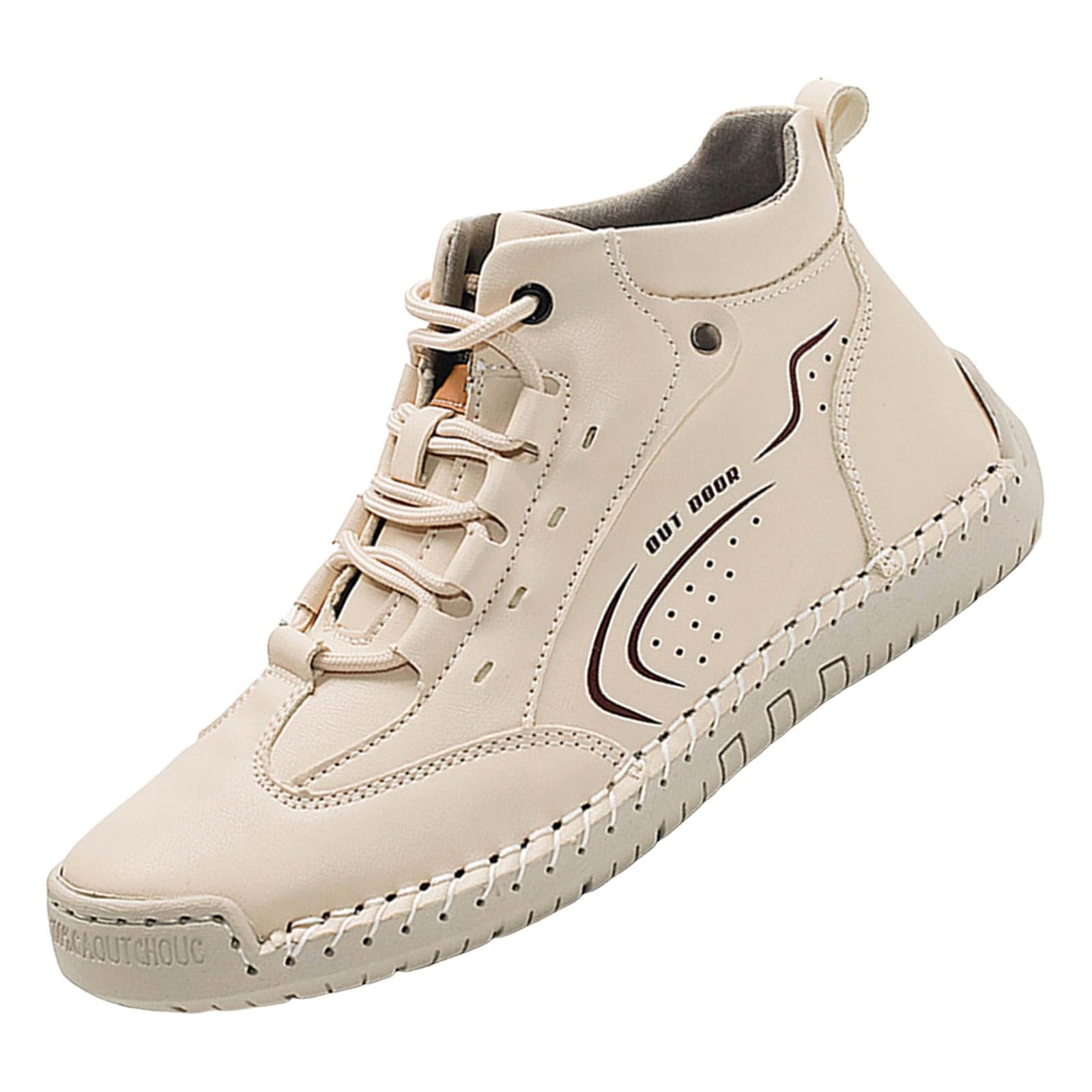 Generisch Scarpe sportive da donna in pelle, con lacci, alla moda, punta rotonda, antiscivolo, suola morbida, scarpe da ginnastica, piatte, casual, comode, per attività all'aperto, guida, passeggiate