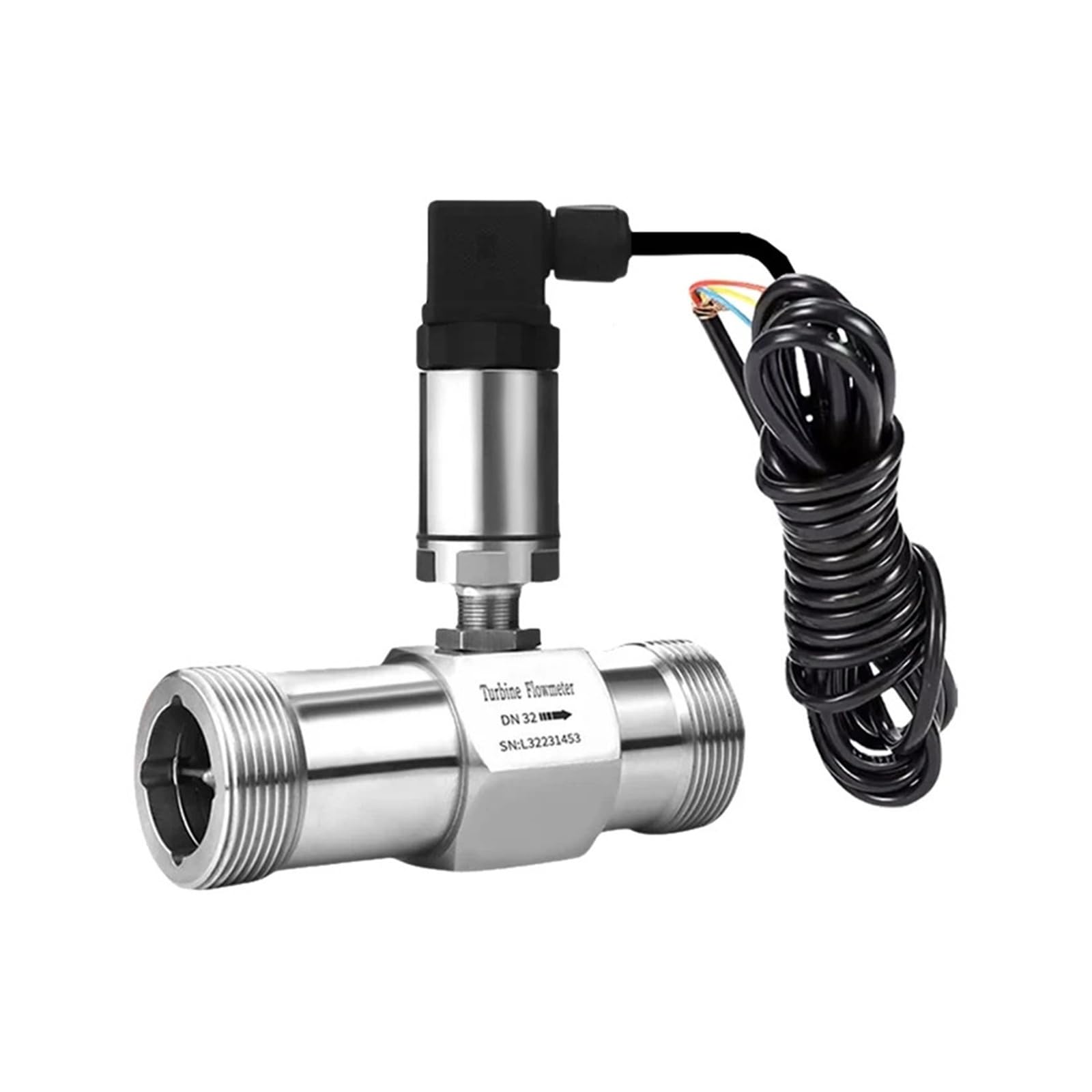 HHB18I Liquid Turbine Flowmeter Pulse Signal SS304 DN25 DN50 Turbine Flow Meter Sensor(DN25 Pulse)