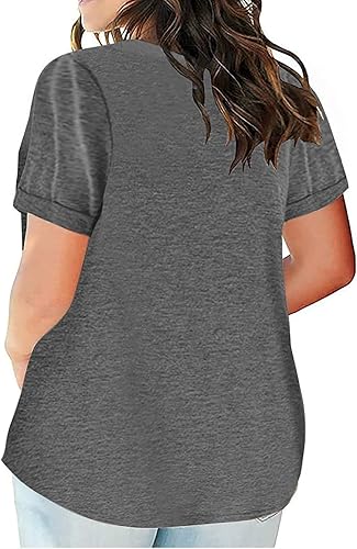 Miniatura 3 de JEGULV Camisetas de talla grande para mujer, de manga corta, para verano, casuales, ligeras, con cuello redondo, holgadas, suaves, Tops de talla