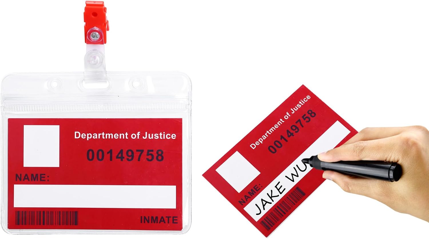 Prisoner Costume for Men, Orange Prison Jumpsuit Inmate Costumes for Halloween Jail Uniform Criminal Adults - Image 3