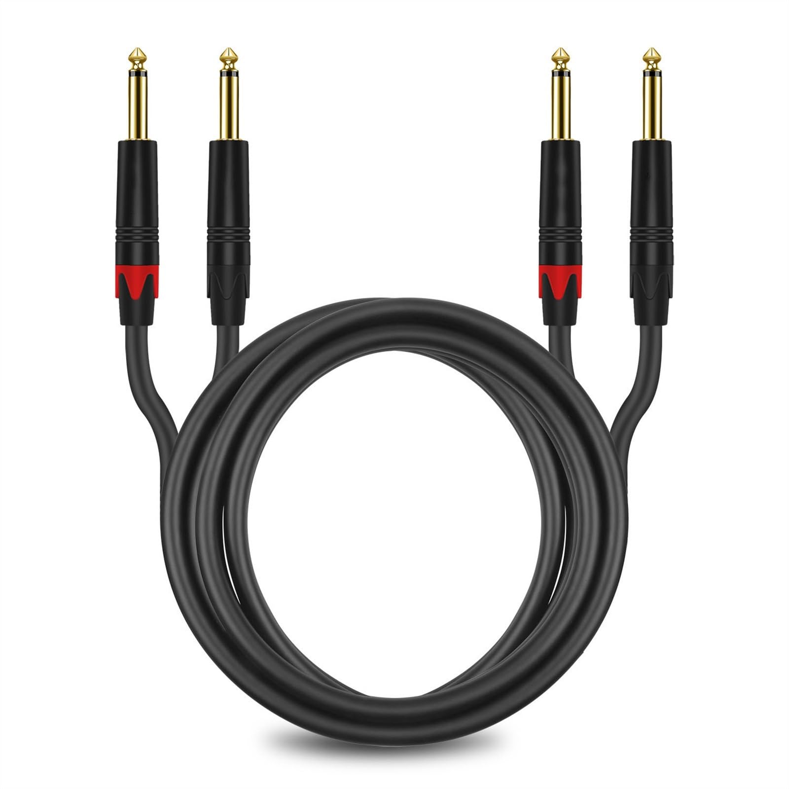 Cavo Audio per Chitarra TS da 6,35 Mm A 6,35 Mm Mono Amp Cavo 2 X 1/4'' TS 6,35 Mm Jack Maschio A 2 X 1/4'' Cavo Audio Maschio (Color : 1m)