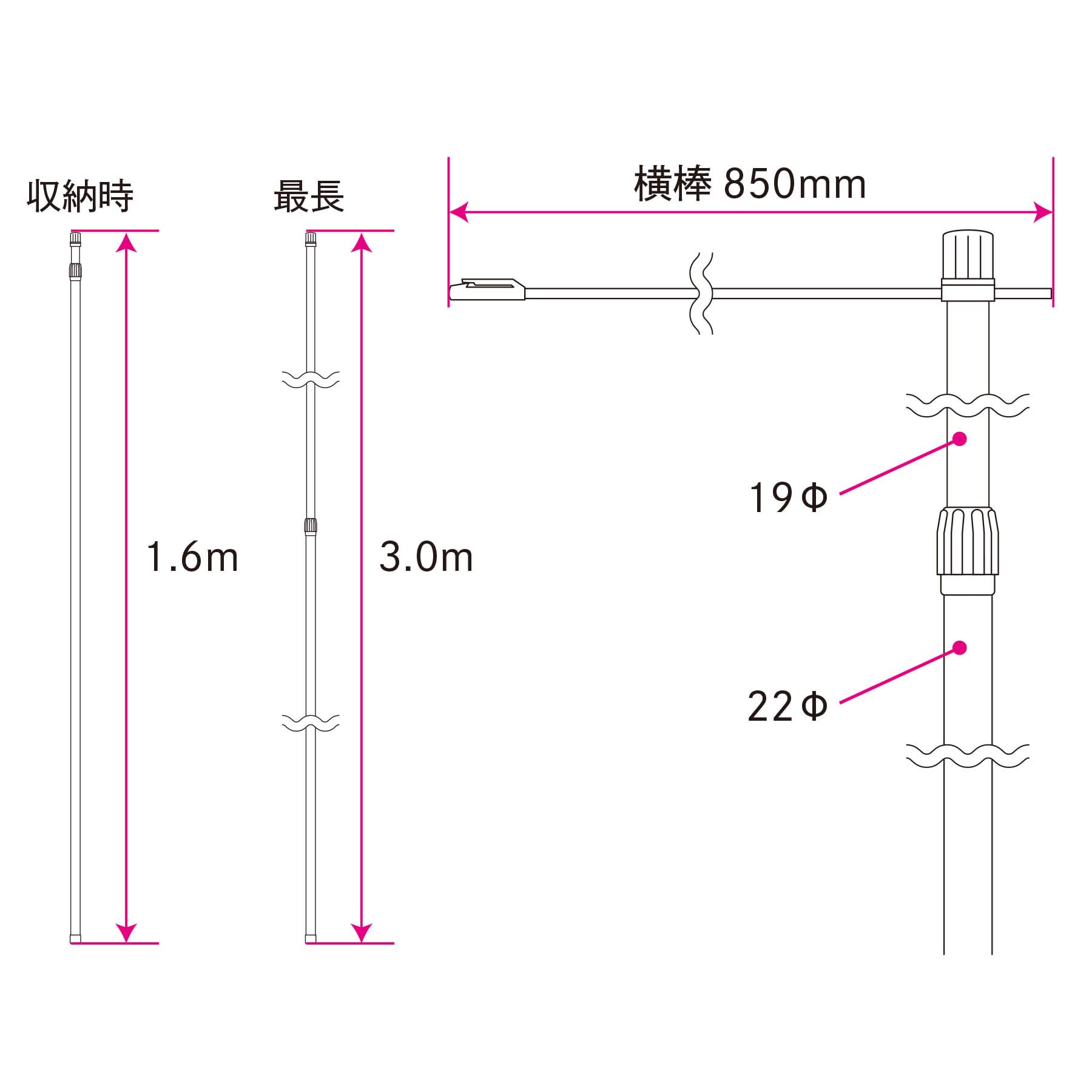 Amazon.co.jp: [のぼり 旗用 ポール ステンレス製 2本セット] 3m 2段