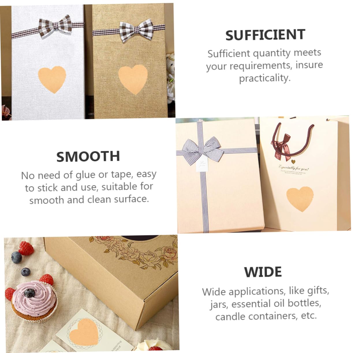 HOMSFOU 2 Set Adesivi Carta Kraft Set Etichette Naturali Per Decorazioni E Confezioni Per Scrapbooking E Regali Design E Personalizzabile 5 * 2