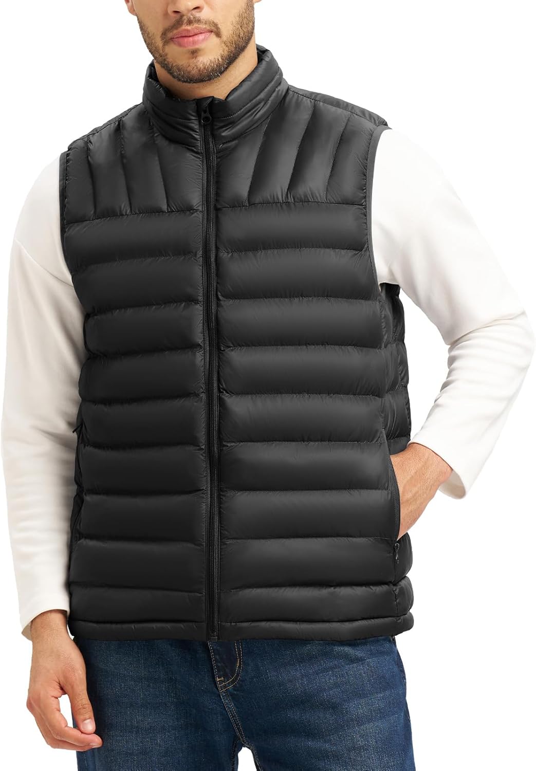 BGOWATU Men's Lightweight Packable Water-Repellent Puffer Vest Sleeveless Warm Jacket for Golf Hiking Casual Travel - Image 2