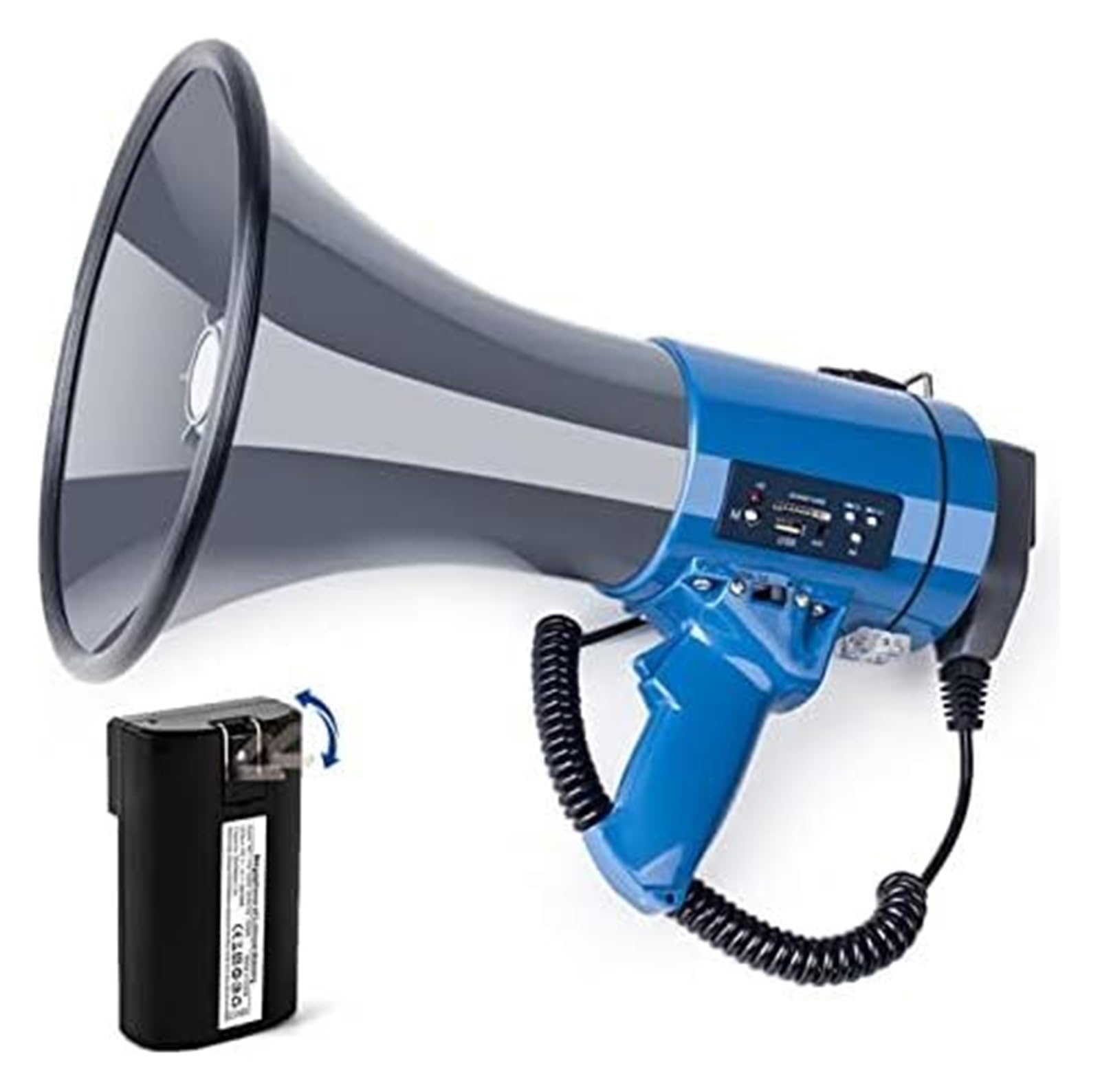 Megáfono, megáfono, megáfonos, megáfono portátil Profesional de Gran tamaño con grabación de Voz y micrófono Desmontable, Ideal para Anuncio