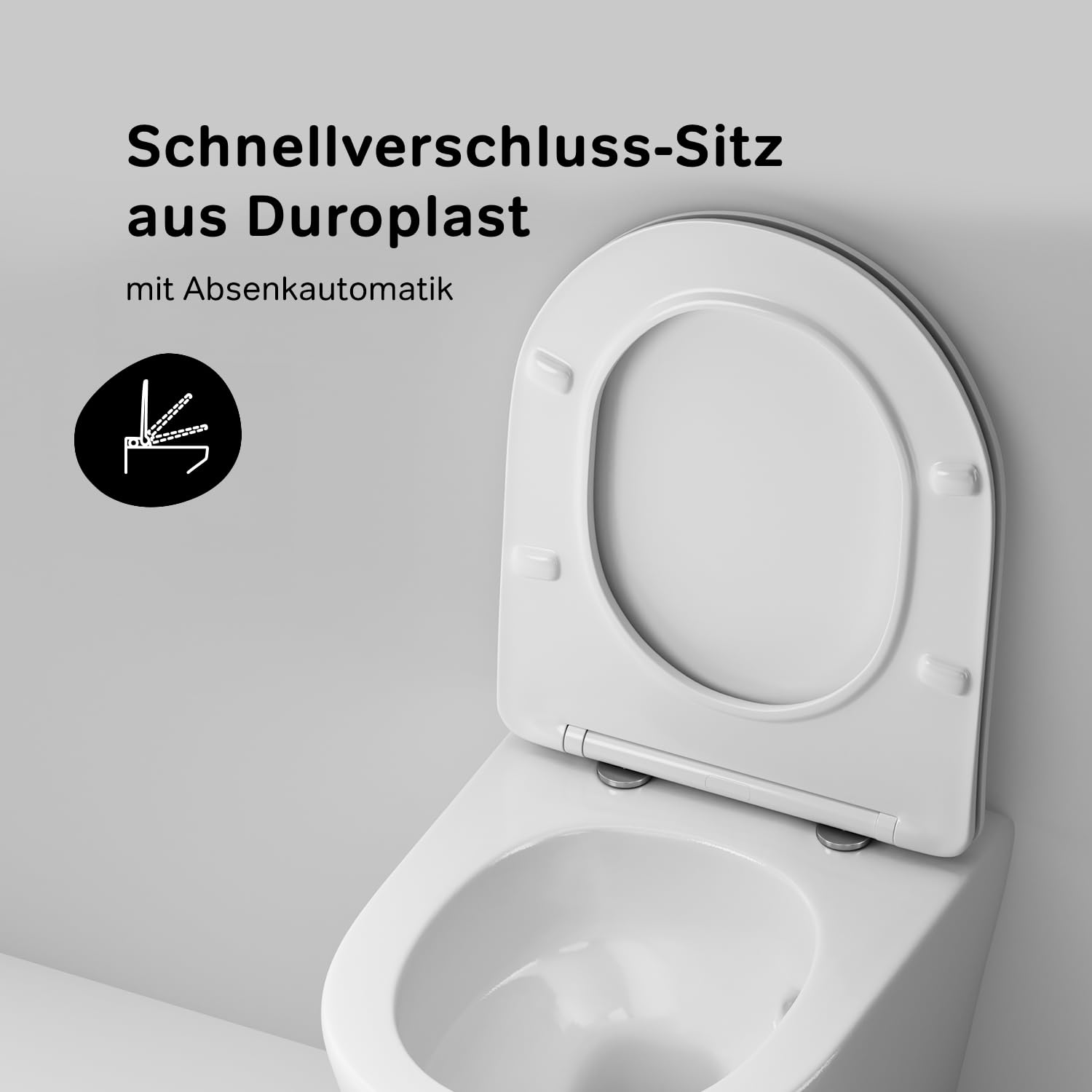 AM.PM Spike – AquaSpin Wand WC spülrandlos | Hänge WC mit Toilettendeckel mit Absenkautomatik | Duroplast Klo Sitz | Spülrandloses Hänge WC Set | Kompatibel mit Vorwandelement & Gäste WC | Weiß 49cm