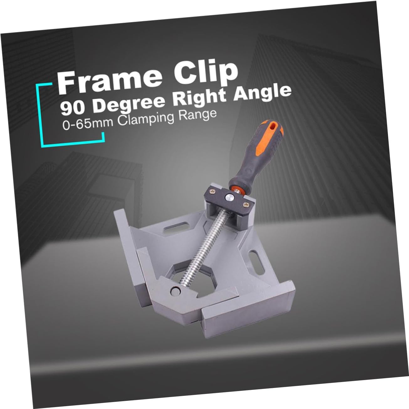 Multi Function Right Angle Clamp with Skid Handle for Woodworking Adjustable Head and Rotating Spindle Screw Lightweight Material for Welding Framing Drilling Cabinet Use