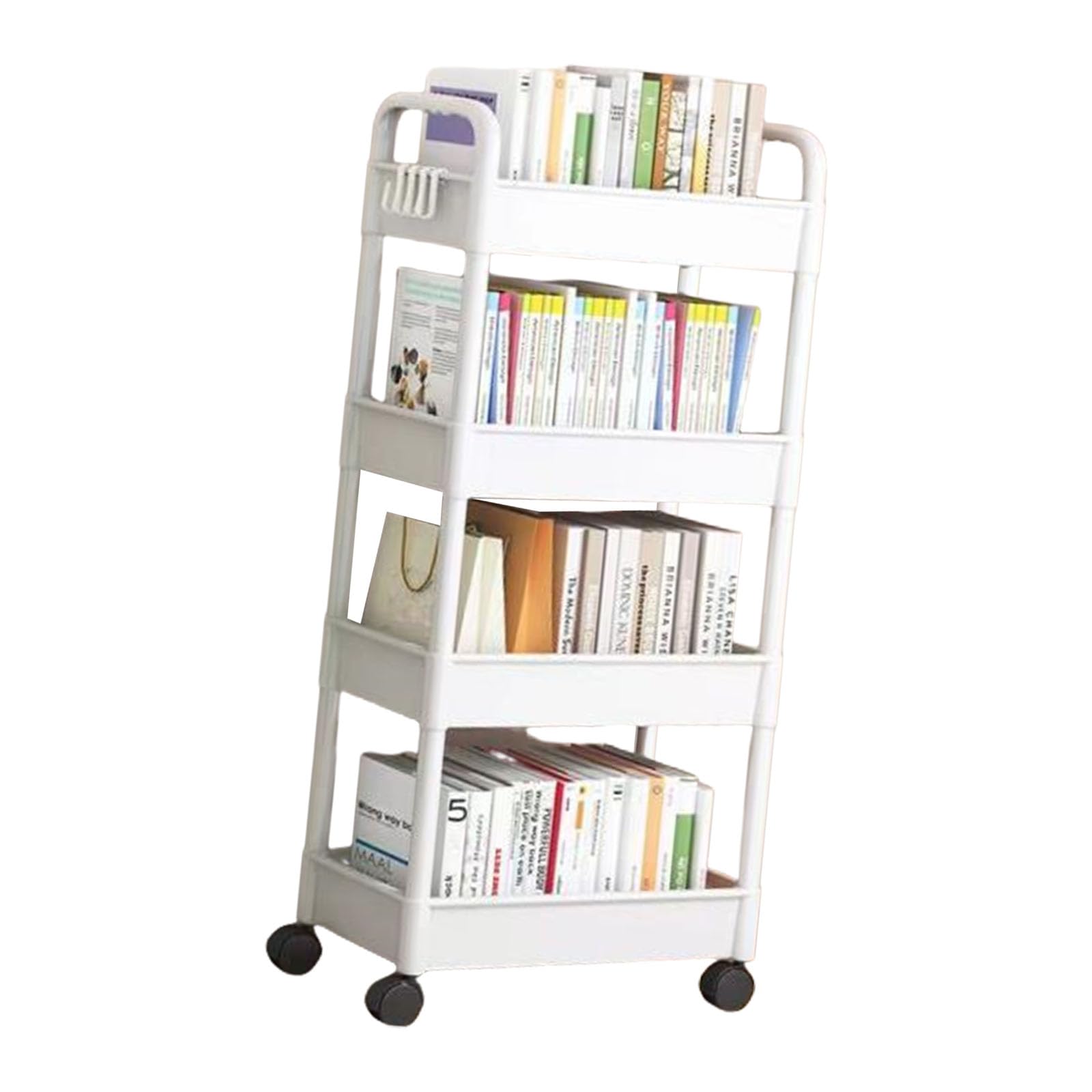 ZWWAAZHF Snacks and Beverages Rack Easy to Assemble Rolling Cart 4 Tiers Trolley Storage Solution for Picnics Movable Shelf for Bedroom Organization