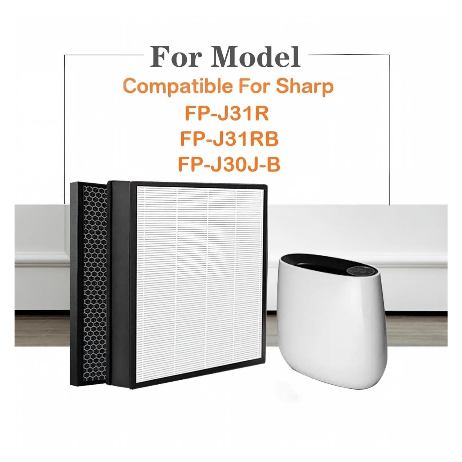Filtro De Carbón HEPA FZ-F30HFE FZ-F30DFE, For FP-J31R FP-J31RB | Compatible con purificador de aire Sharp FP-J30J-B FP-J30J, alta eficiencia, bajo nivel de ruido