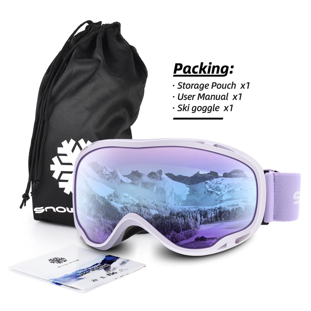 Gogle narciarskie nad okularami, narciarskie, snowboardowe, skutery śnieżne, dla mężczyzn, kobiet, dorosłych, przeciwmgielne, 100% ochrona przed promieniowaniem UV