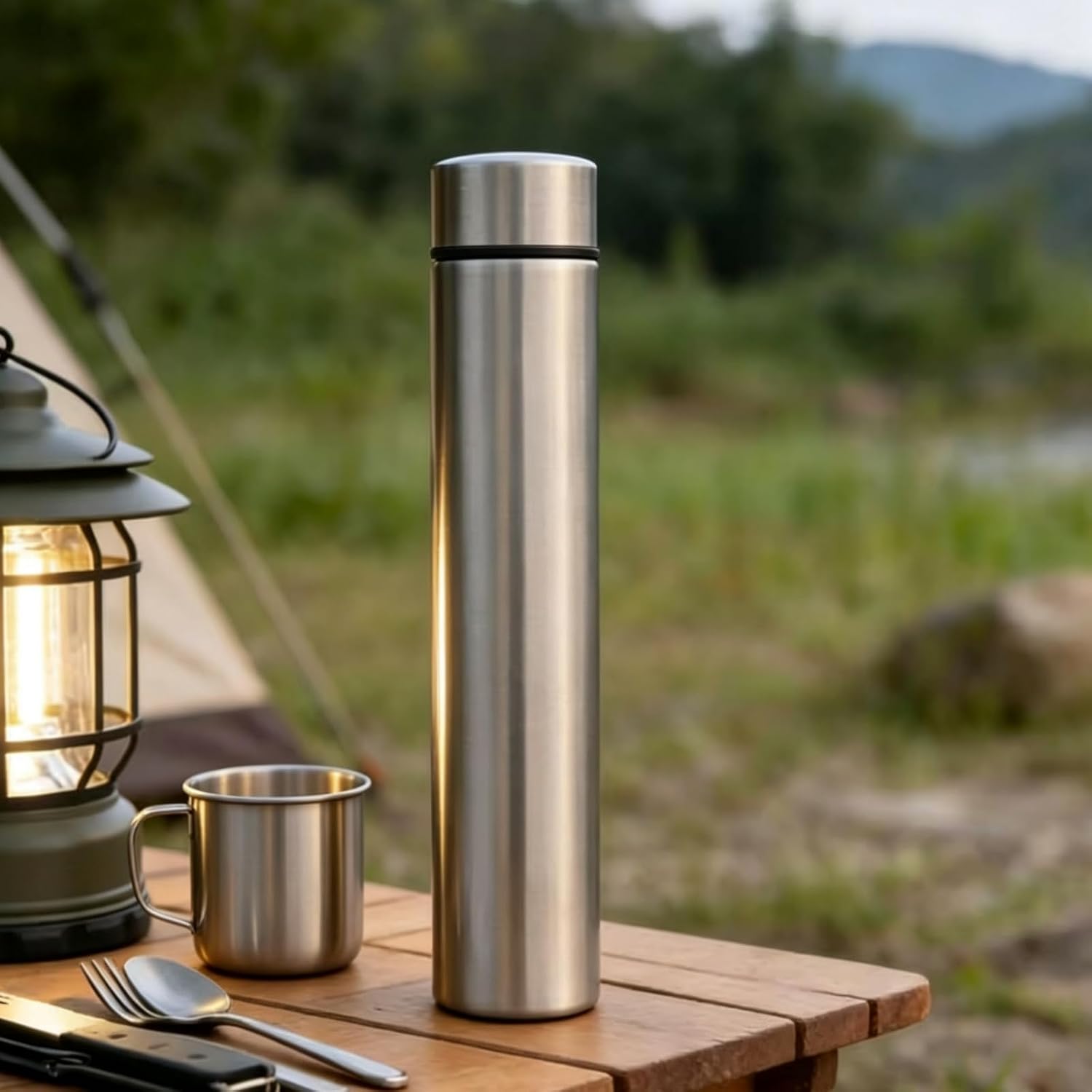 Slim Stainless Steel, Vacuum Insulated Water Bottle, 10 oz,Slim Water Bottles, Sports Drink Bottle, Coffee Tumbler, Small Flask, Leak Proof, Keeps Hot/Cold for Coffee, Water,Tea (Silver)