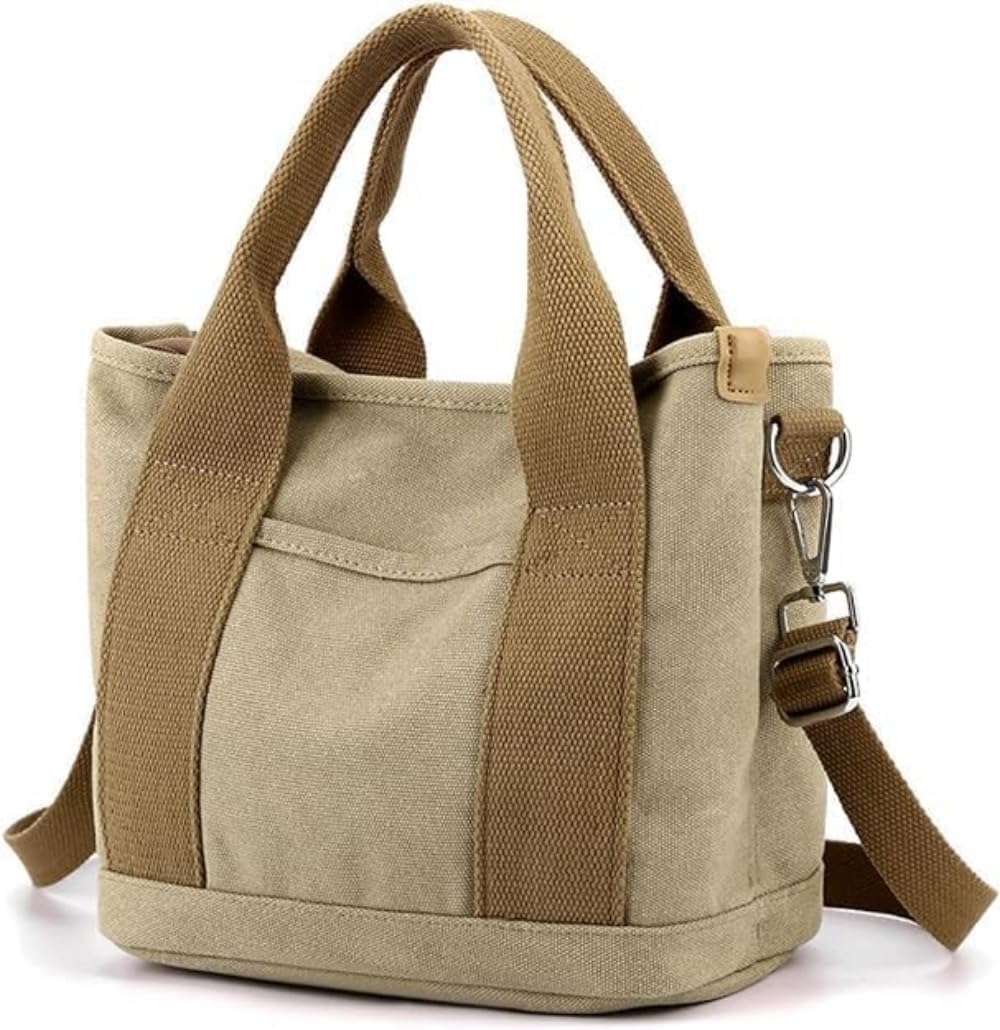 Small Tote Bag with Zipper, 2024 Canvas Multi-Pocket Crossbody Bag Shoulder Bag Satchel Hobo Bag Messenger Bag