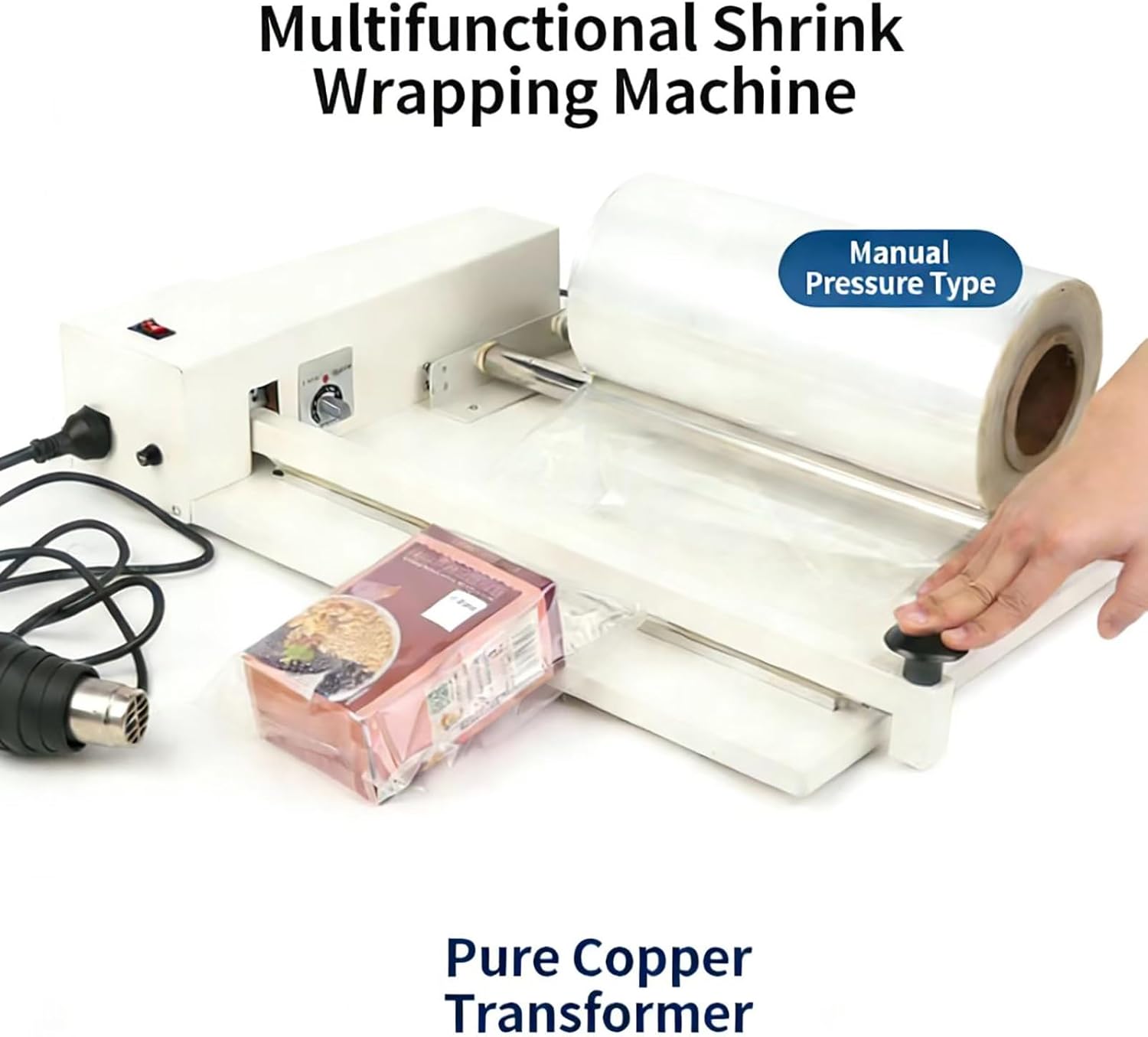 18" I-Bar Shrink Wrap Machine, 530W Shrink Wrap Sealer with Heat Gun, Shrink Film Compatible with PVC POF Film 9 Levels Temperature Adjustment