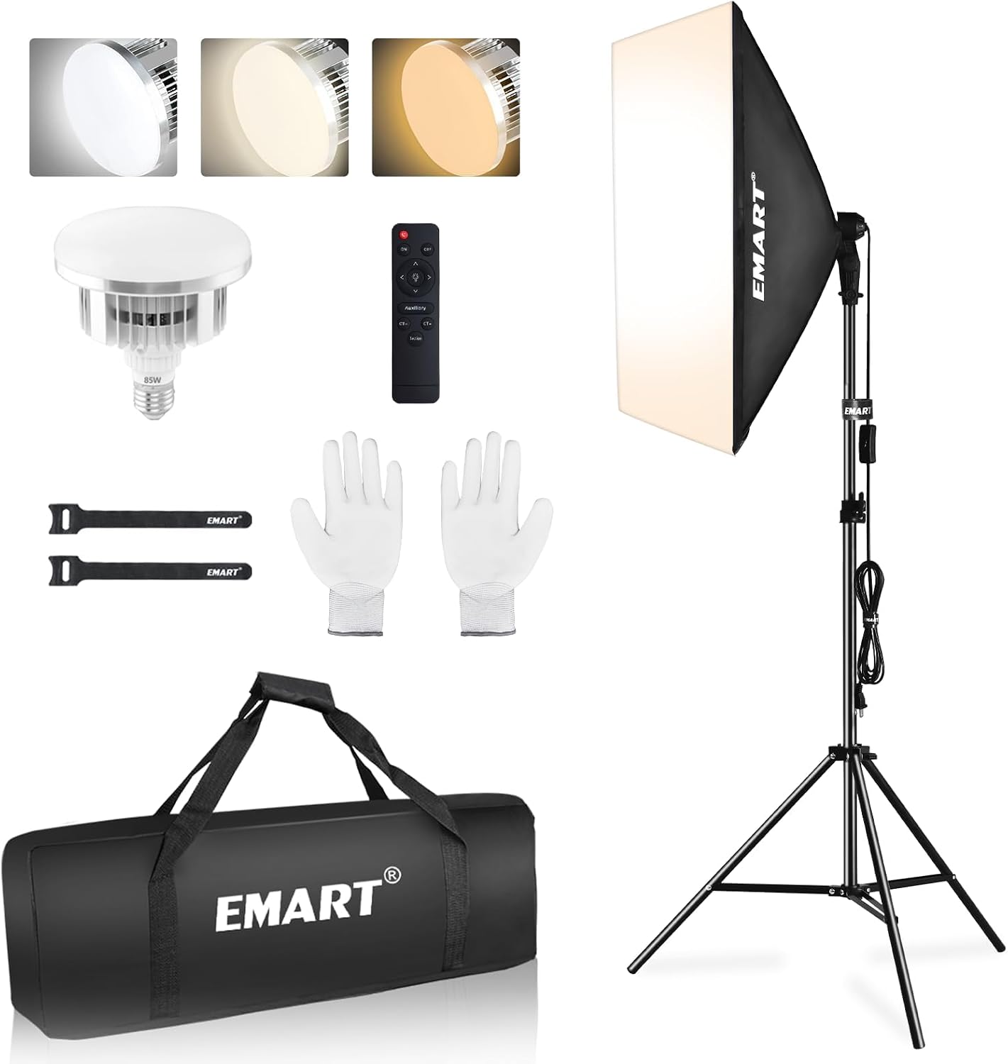 EMART Softbox Lighting Kit, 85W 20"x28" Softbox for Photography Light 1Pack