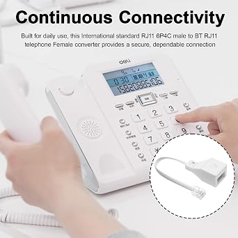 1 PCS RJ11 to BT Socket Adapter,RJ11 4 Wire to BT Female Socket Cable Adapter Landline Port Converter Extender for Phones, Modems, Routers & Printers,4-Wire Female Converter, 10cm Cable Length
