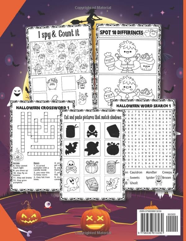 Happy Halloween Activity Book for Kids Ages 5-8 Years Old: Fun Learning Halloween Activities and Coloring Pages for Girls and Boys, Puzzles, Mazes, ... the Difference, Dot to Dot,...And Many More image 3