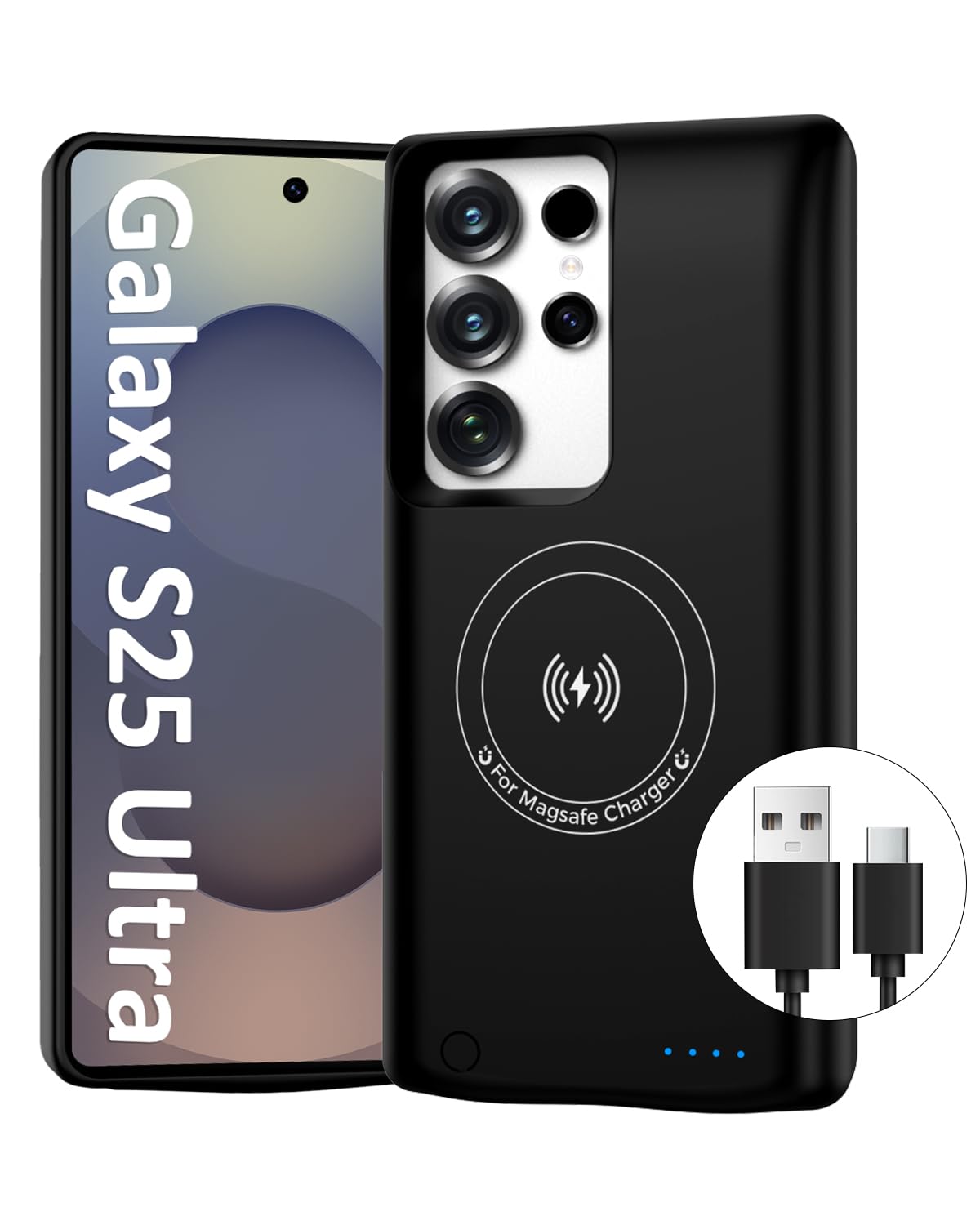 Akkuhülle für Samsung Galaxy S25 Ultra (15000mAh),Tragbares GAN-Tech Ladegerät Wiederaufladbare Schutzhülle Akku Hülle Externe Handyhülle Batterie Power Bank für Galaxy S25 Ultra(6,9‘’)